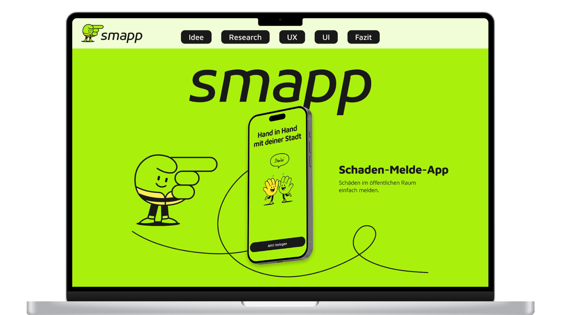 Screenshot einer Projektwebsite zur Case Study smapp