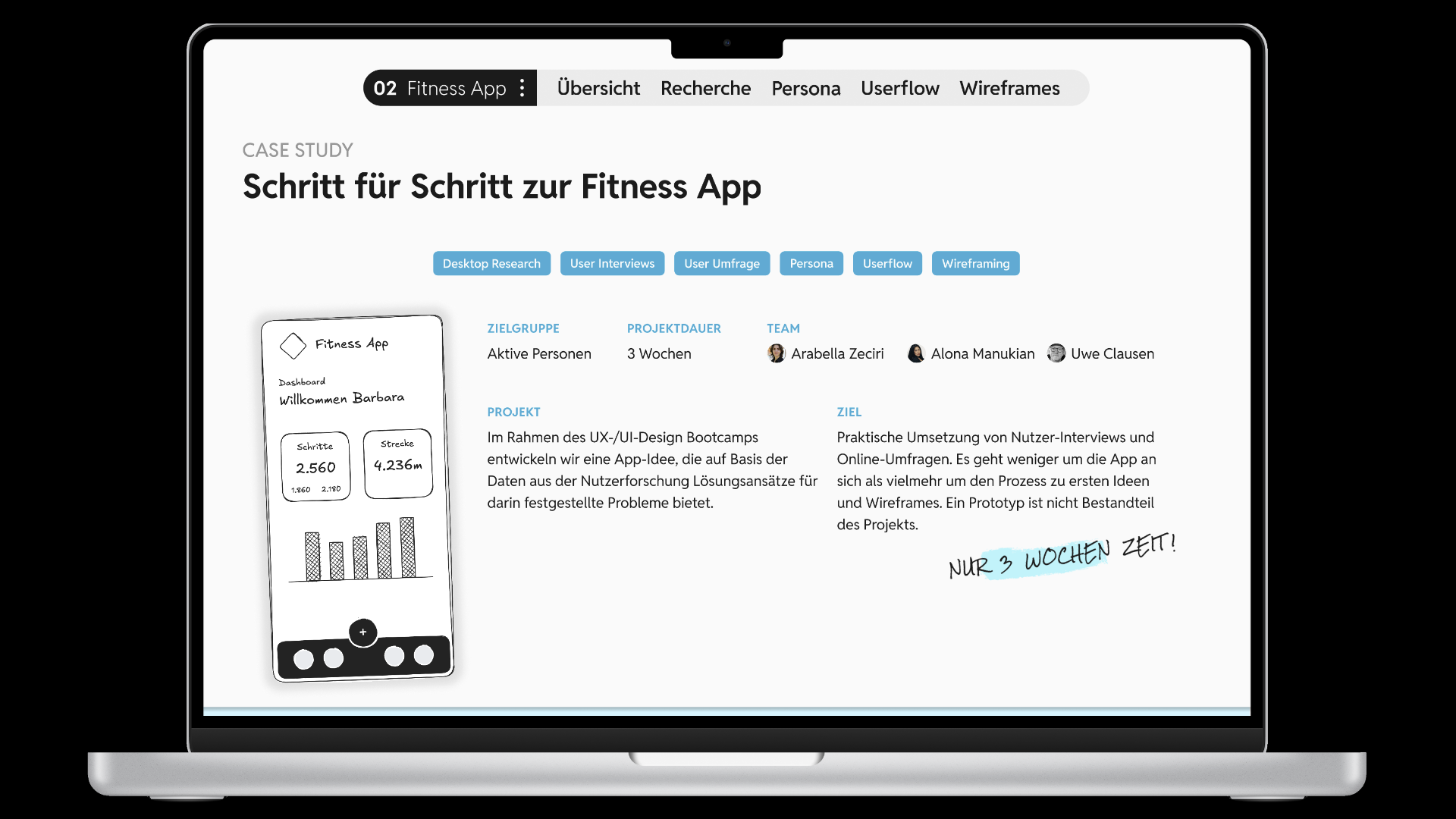 Seite aus einer Case Study zur Erstellung einer Fitness App